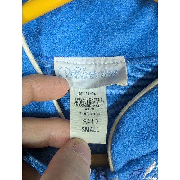 Vintage Wolverine Robe Lounger Size Small Blue Embroidered - Picture 4 of 7